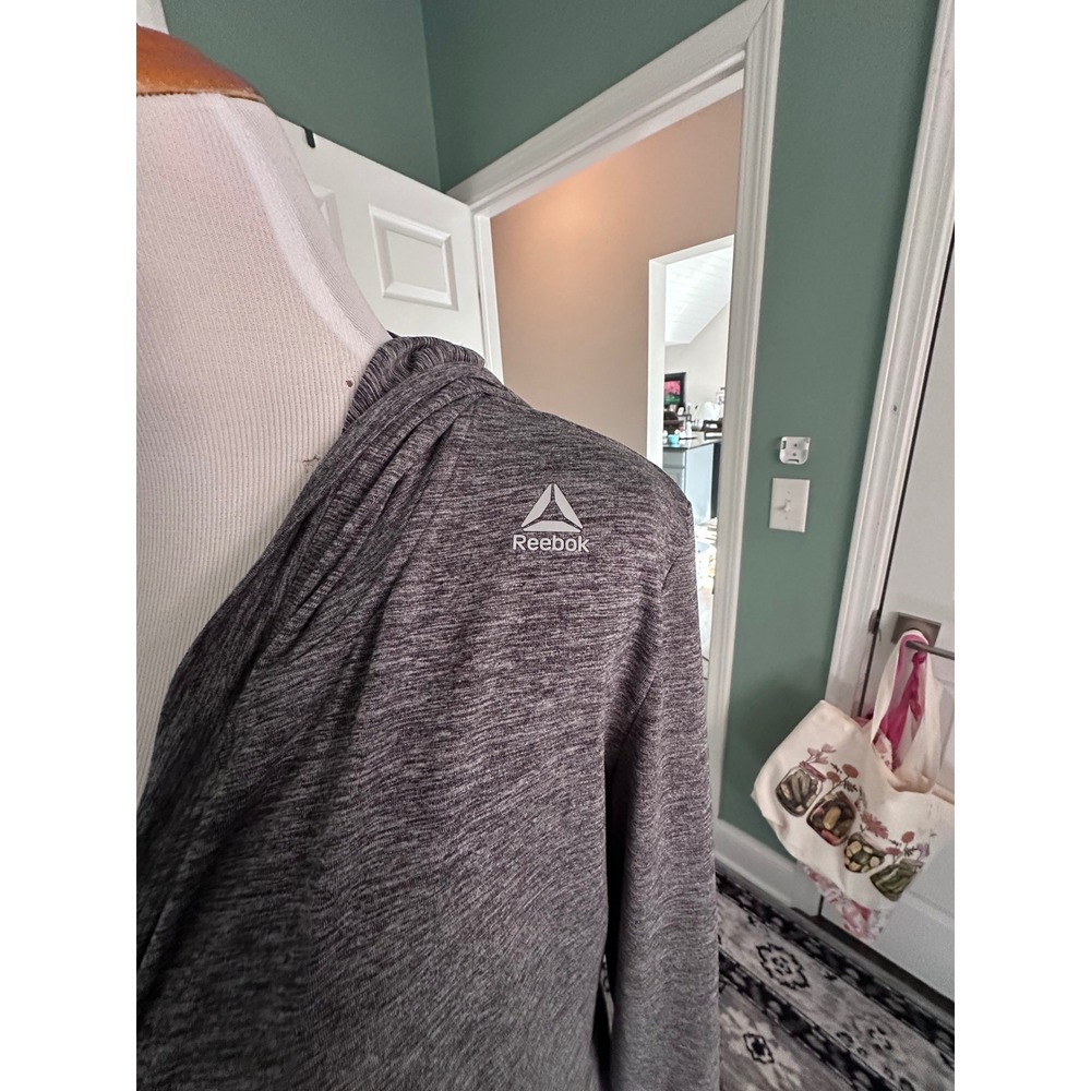 Reebok Womens Gray Space Dye Open Front Hooded Cardigan Size Medium Activewear - Picture 9 of 13
